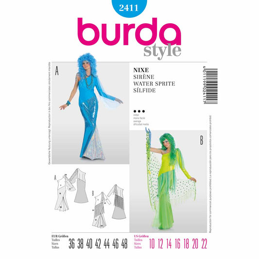 BURDA Carnival - 2411 Womens Costume Pattern - Water Sprite