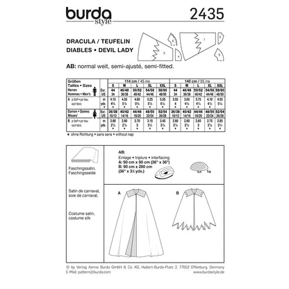 BURDA Carnival Sewing Pattern 2435 Adults Dracula & Devil Lady Costume