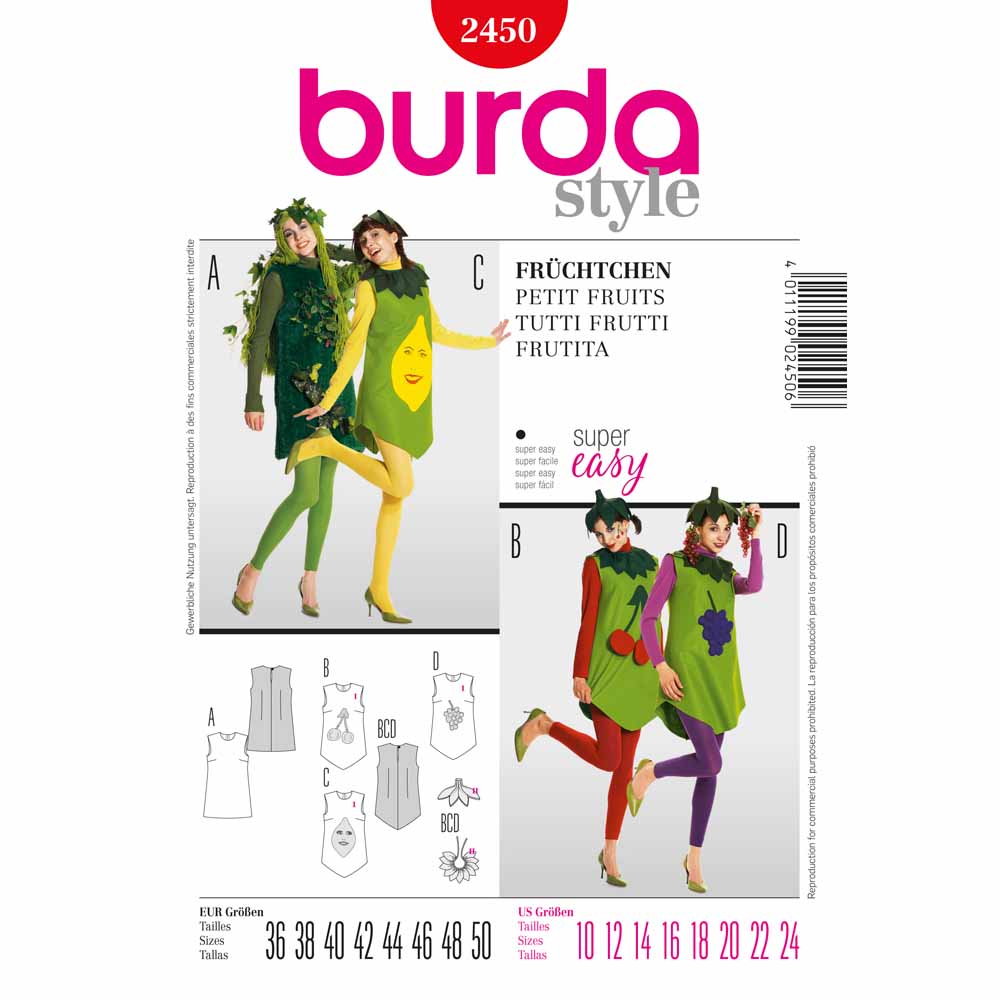 BURDA Carnival - 2450 Womens Costume Pattern - Tutti Frutti