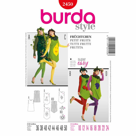 BURDA Carnival Sewing Pattern 2450 Women Tutti Frutti Costume