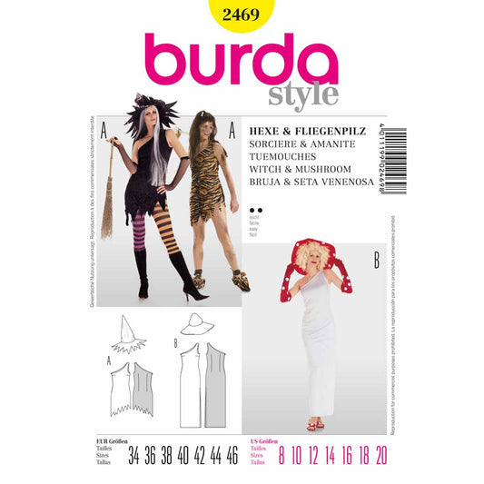 BURDA Carnival - 2469 Womens Costume Pattern - Witch & Mushroom