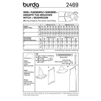 BURDA Carnival Sewing Pattern 2469 Women Witch & Mushroom Costume