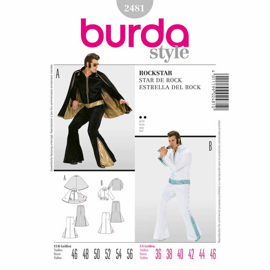 BURDA Carnival - 2481 Adult Costume Pattern - Rockstar (Elvis)