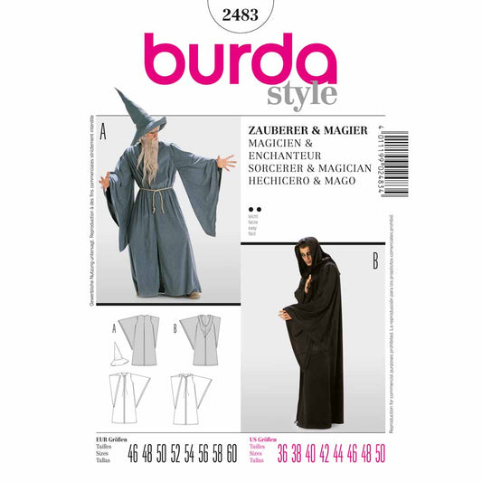 BURDA Carnival Sewing Pattern Pattern 2483 Adult Costume Pattern Sorcerer & Magician