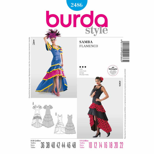 BURDA Carnival Sewing Pattern Pattern 2486 Womens Costume Pattern Flamenco