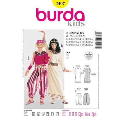 BURDA Carnival Sewing Pattern Pattern 2497 Girls Costume Pattern Cleopatra & Souleika