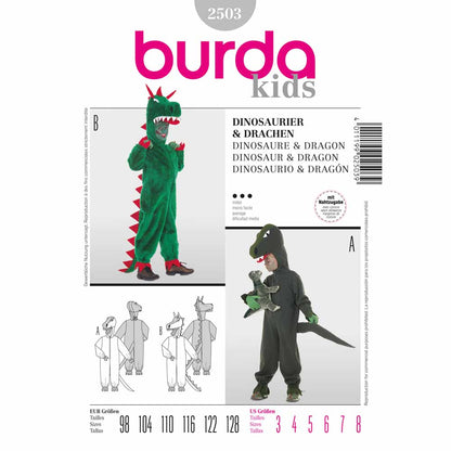 BURDA Carnival Sewing Pattern Pattern 2503 Kids Costume Pattern Dinosaur & Dragon