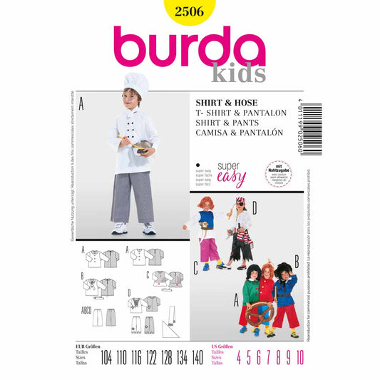 BURDA Carnival Sewing Pattern Pattern 2506 Kids Costume Pattern Shirt & Pants