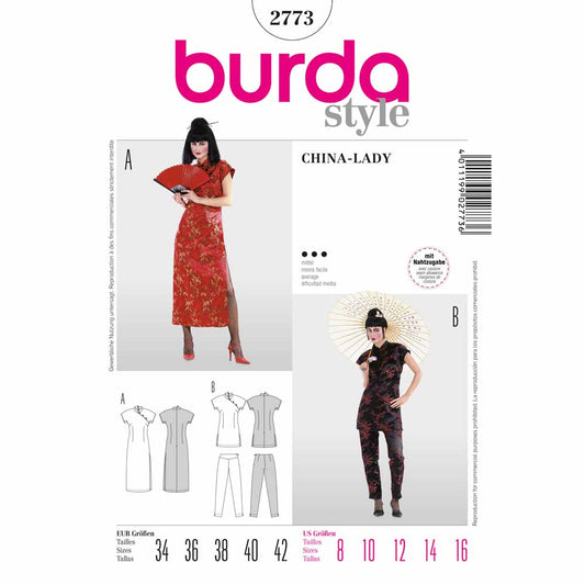 BURDA Carnival - 2773 Womens Costume Pattern - China Lady