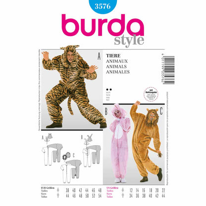 BURDA Carnival Sewing Pattern Pattern 3576 Adult Costume Pattern Animals