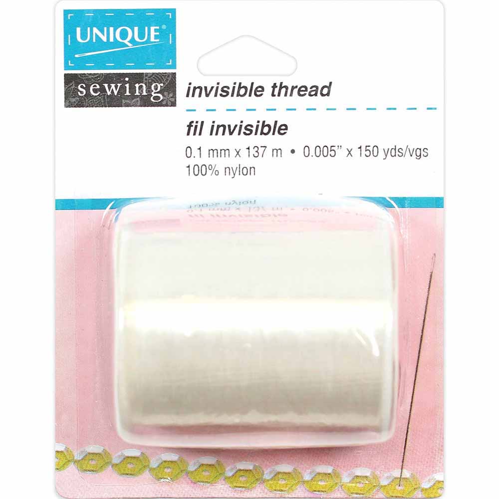 UNIQUE SEWING Ultra‑Fine Invisible Thread — 137 m (150 yds), Clear, 100% Nylon