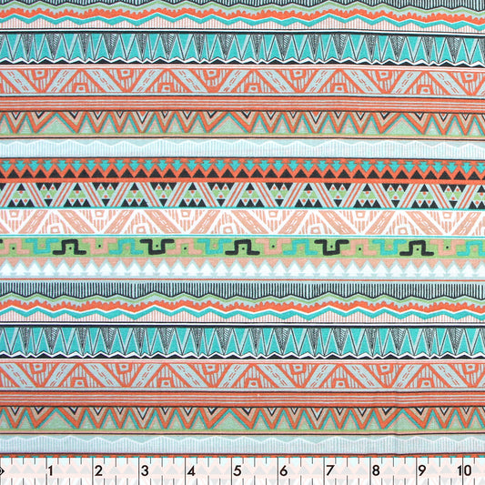 FABRIC CREATIONS Printed Cotton Fabric Bolt 42 in × 8 yd Colourful Tribal Stripes