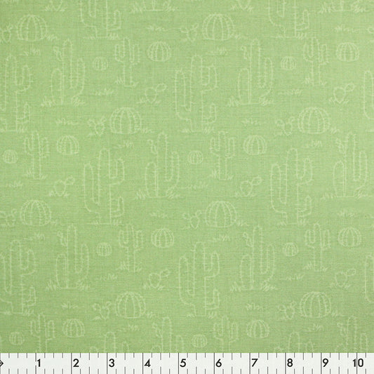 FABRIC CREATIONS Printed Cotton Fabric Bolt 42 in × 8 yd Light Green Desert Cactus