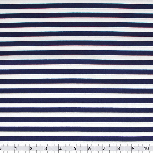 FABRIC CREATIONS 42" × 8 yd Cotton Fabric Bolt — Navy White Horizontal Stripes