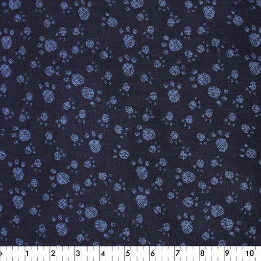 FABRIC CREATIONS 42in x 8yd Cotton Fabric Bolt - Navy Blue with Light Blue Paw Prints
