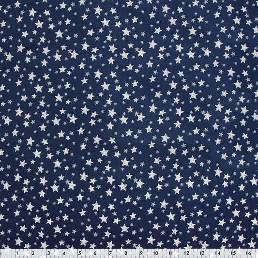 FABRIC CREATIONS 42&Prime; x 8yd Cotton Fabric Bolt - Navy Blue with White Stars
