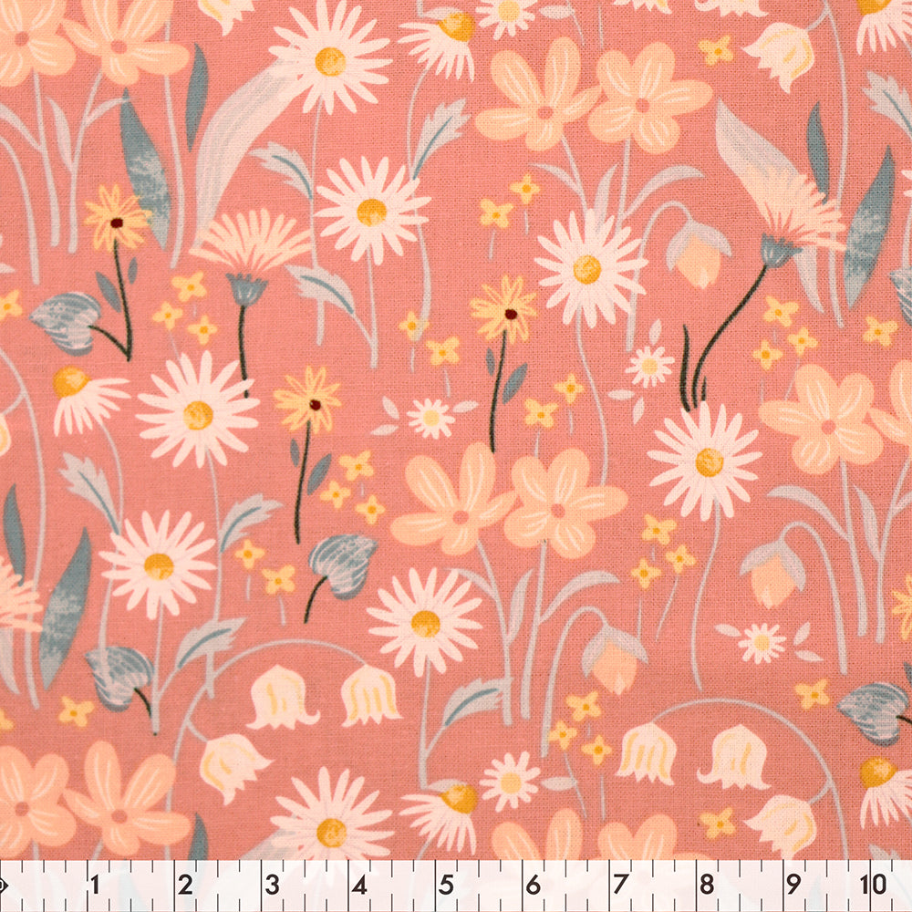 FABRIC CREATIONS 42in x 8yd Cotton Fabric Bolt - Dark Pink Floral