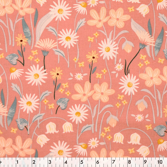 FABRIC CREATIONS 42in x 8yd Cotton Fabric Bolt - Dark Pink Floral