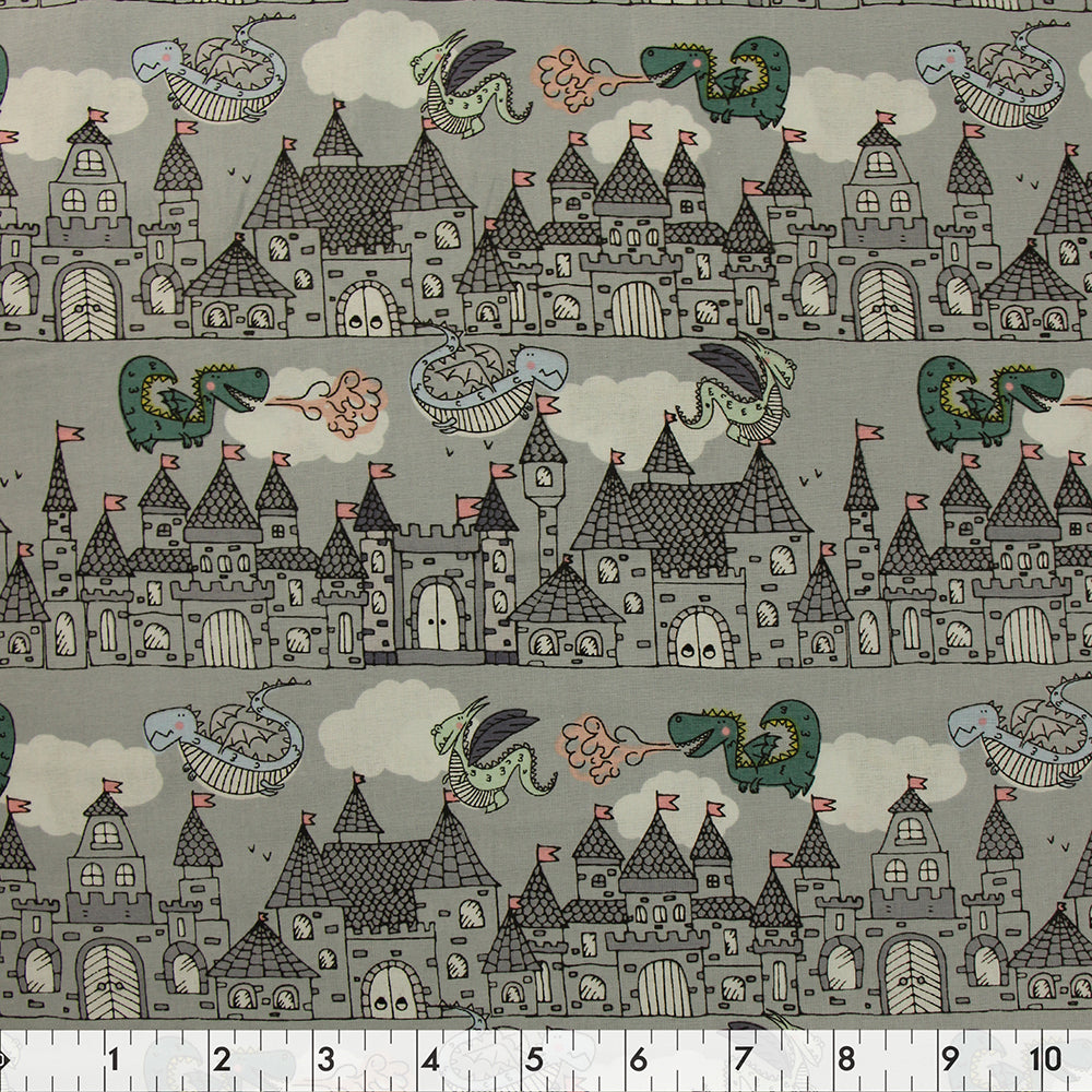 FABRIC CREATIONS 42in x 8yd Cotton Fabric Bolt - Grey Dragon Life