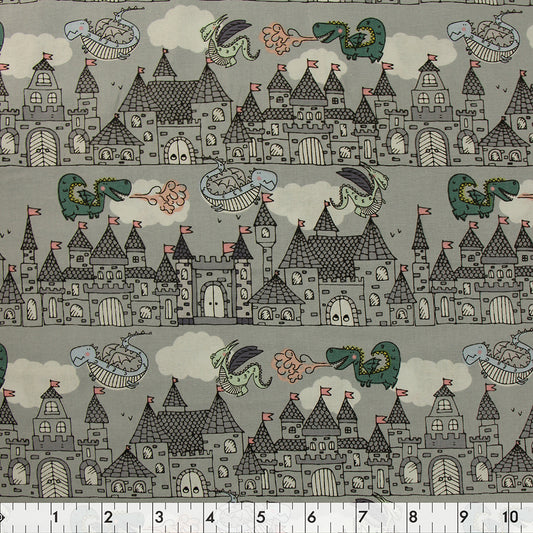 FABRIC CREATIONS 42in x 8yd Cotton Fabric Bolt - Grey Dragon Life