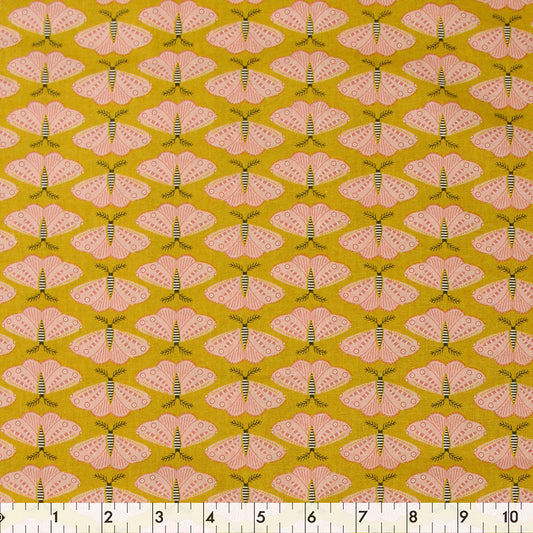 FABRIC CREATIONS mustard butterfly cotton fabric, 107 cm (42 in.) × 7.3 m (8 yd)