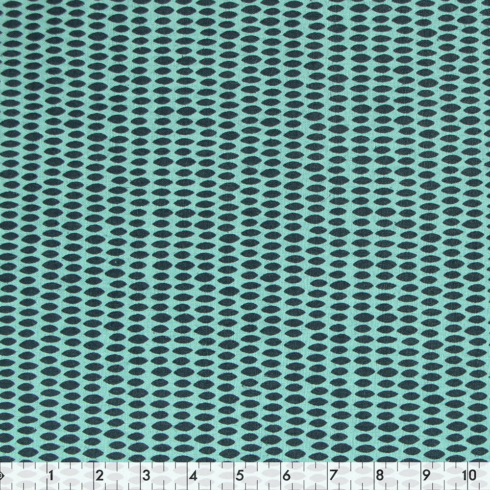 FABRIC CREATIONS 42" × 8 yd Cotton Fabric Bolt — Turquoise with Navy Leaves