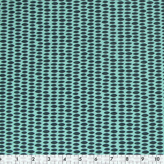 FABRIC CREATIONS 42" × 8 yd Cotton Fabric Bolt — Turquoise with Navy Leaves