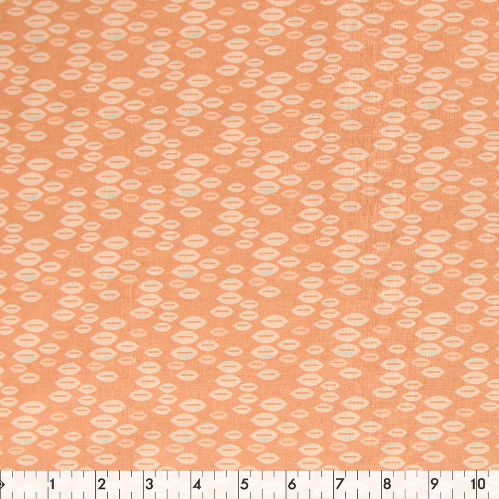 FABRIC CREATIONS 42" × 8 yd Cotton Fabric Bolt — Pale Orange with White Leaves
