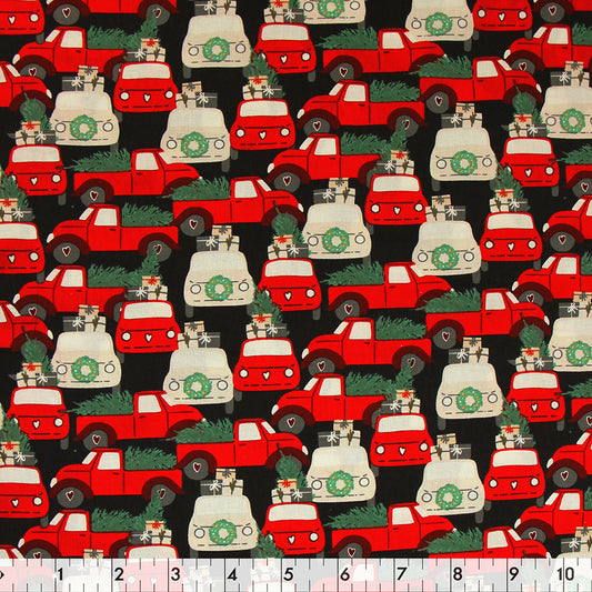 FABRIC CREATIONS 42" × 8 yd Cotton Fabric Bolt — Black Christmas Life