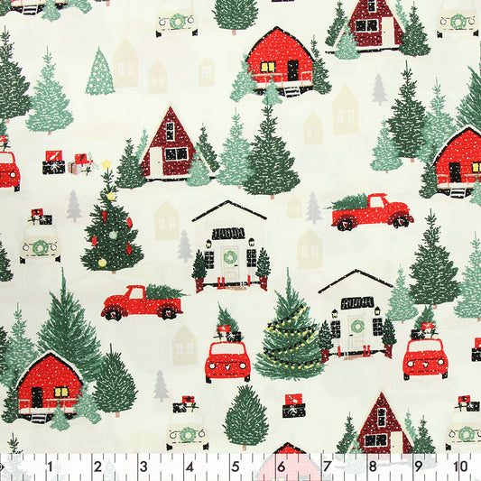 FABRIC CREATIONS 42" × 8 yd Cotton Fabric Bolt — White Christmas Life