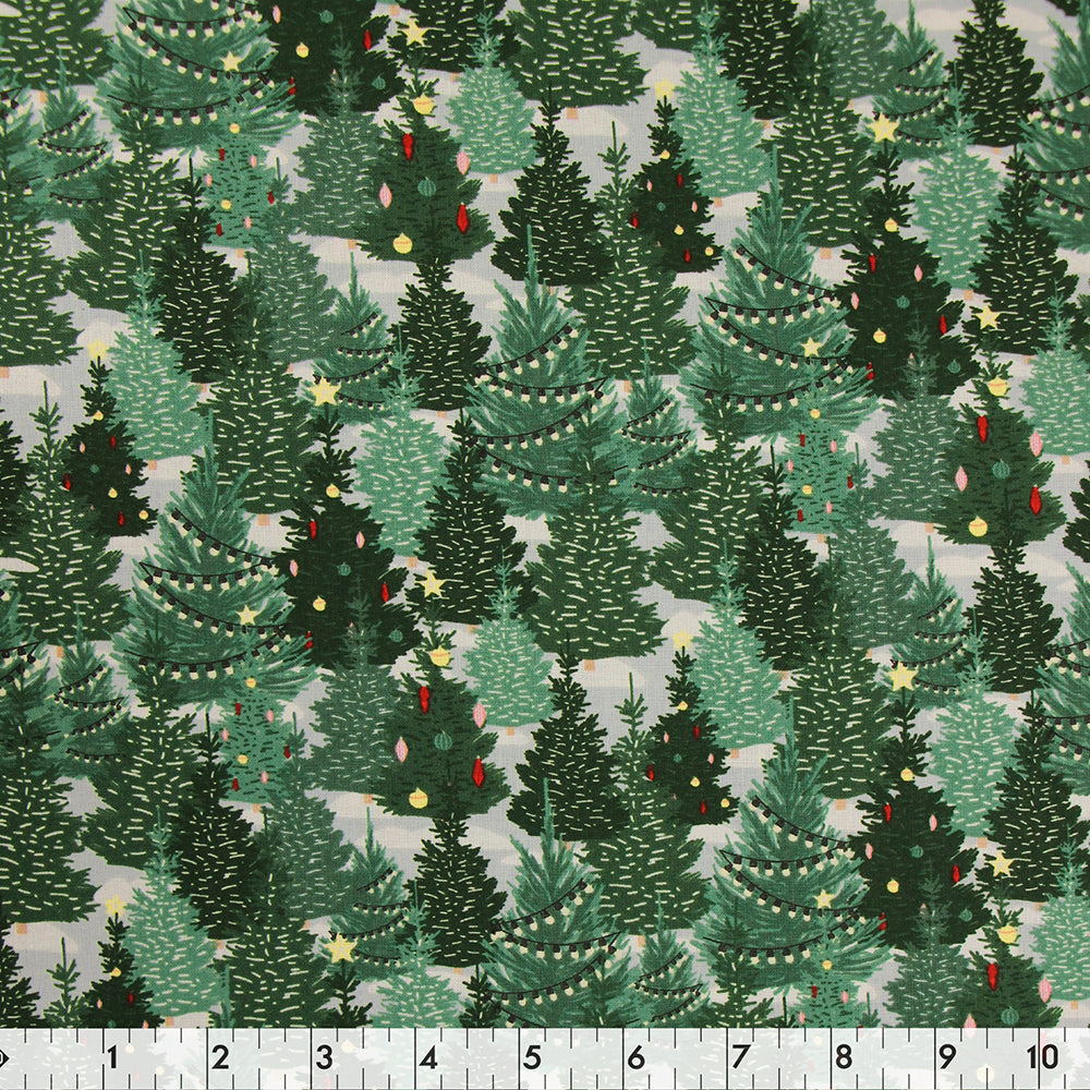 FABRIC CREATIONS 42" × 8 yd Cotton Fabric Bolt — Grey Christmas Life