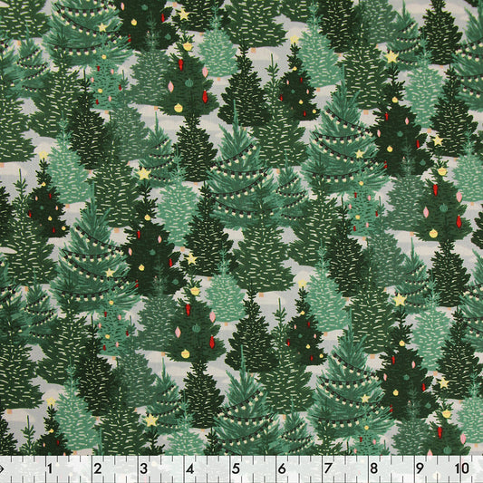 FABRIC CREATIONS 42" × 8 yd Cotton Fabric Bolt — Grey Christmas Life