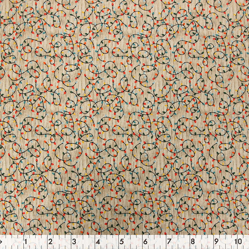 FABRIC CREATIONS 42" × 8 yd Cotton Fabric Bolt — Tan Christmas Life