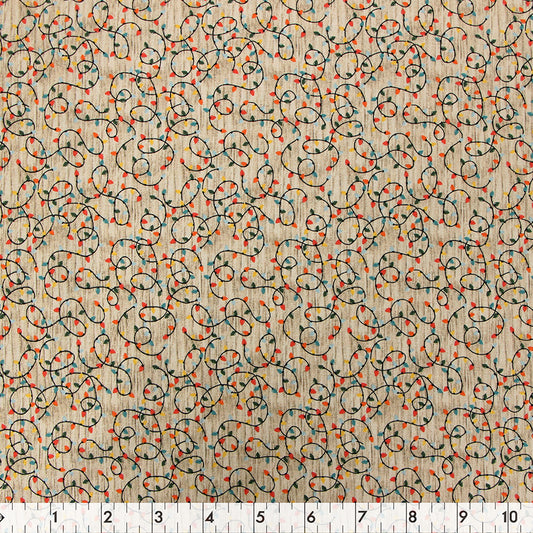 FABRIC CREATIONS 42" × 8 yd Cotton Fabric Bolt — Tan Christmas Life