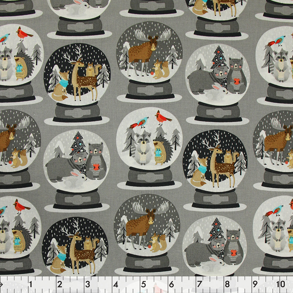 FABRIC CREATIONS 42" × 8 yd Cotton Fabric Bolt — Grey Christmas Adventure