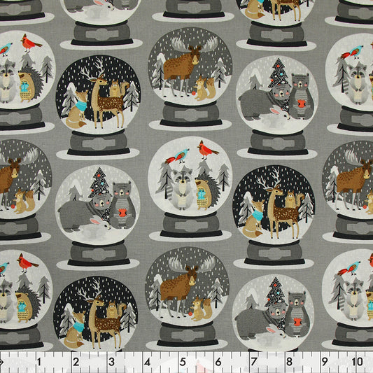 FABRIC CREATIONS 42" × 8 yd Cotton Fabric Bolt — Grey Christmas Adventure