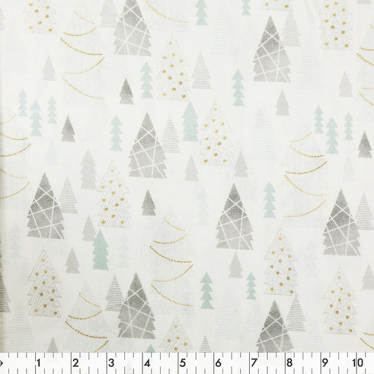 FABRIC CREATIONS 42" × 8 yd Cotton Fabric Bolt — White Wishing You A Merry Christmas