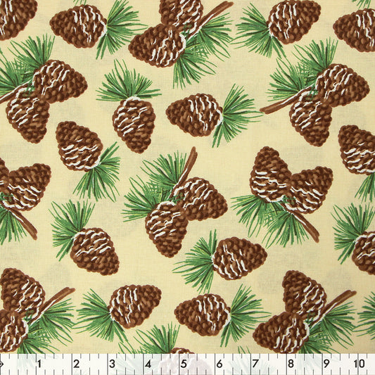 FABRIC CREATIONS 42" × 8 yd Cotton Fabric Bolt — Tan Cardinal Christmas