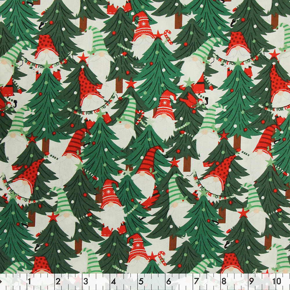 FABRIC CREATIONS 42" × 8 yd Cotton Fabric Bolt — Green Gnome For The Holiday