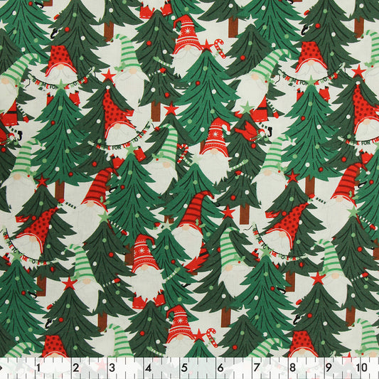 FABRIC CREATIONS 42" × 8 yd Cotton Fabric Bolt — Green Gnome For The Holiday