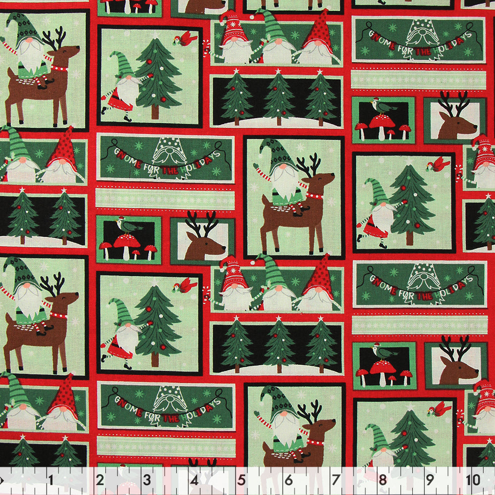 FABRIC CREATIONS 42" × 8 yd Cotton Fabric Bolt — Multi Gnome For The Holiday