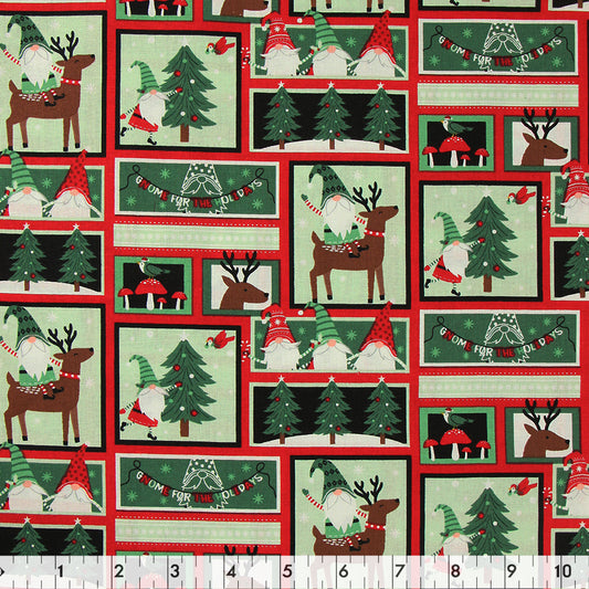 FABRIC CREATIONS 42" × 8 yd Cotton Fabric Bolt — Multi Gnome For The Holiday