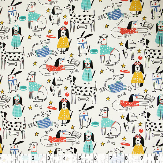 FABRIC CREATIONS 43" × 8 yd Cotton Fabric Bolt — White Bentley & Friends