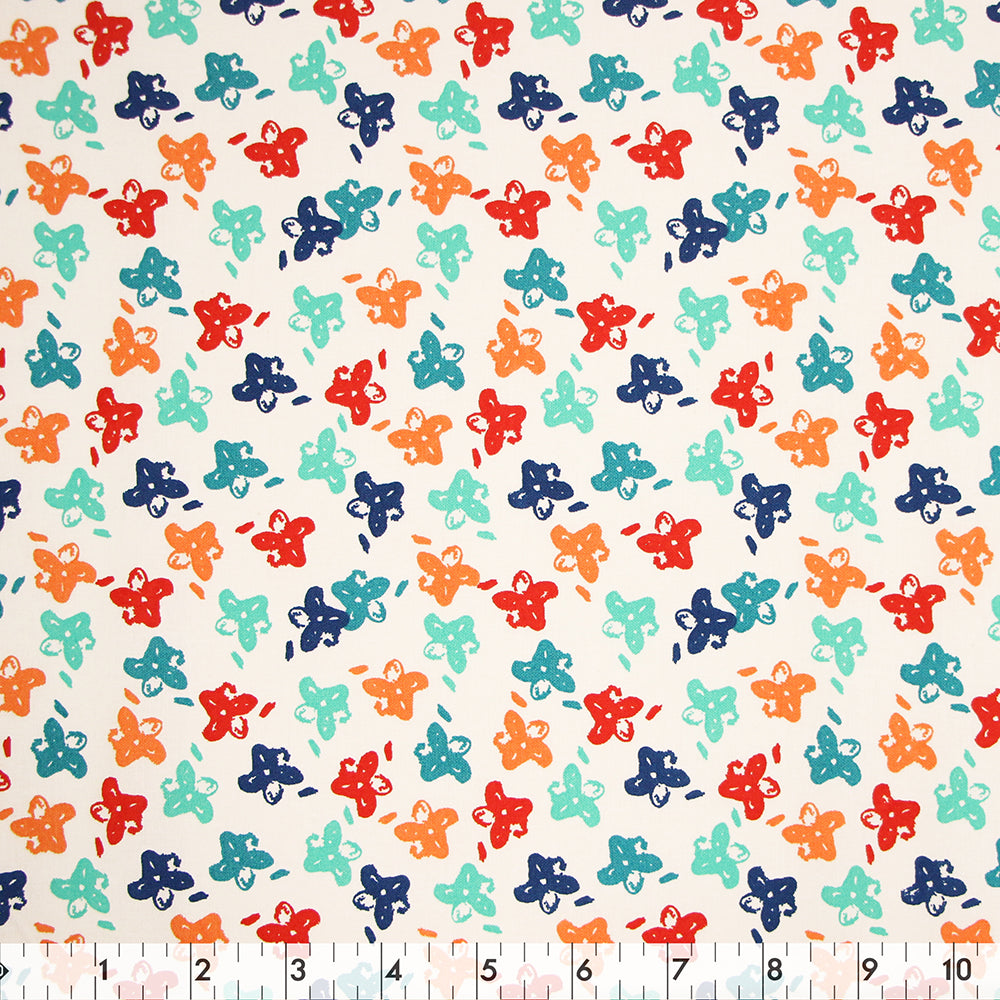 FABRIC CREATIONS 43" × 8 yd Cotton Fabric Bolt — White Blue Blooms