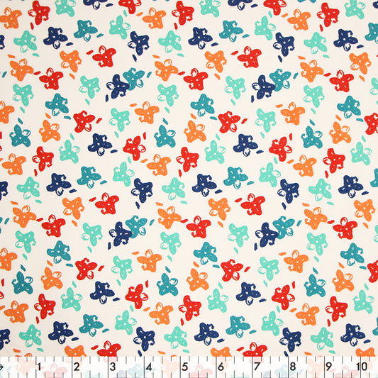 FABRIC CREATIONS 43" × 8 yd Cotton Fabric Bolt — White Blue Blooms