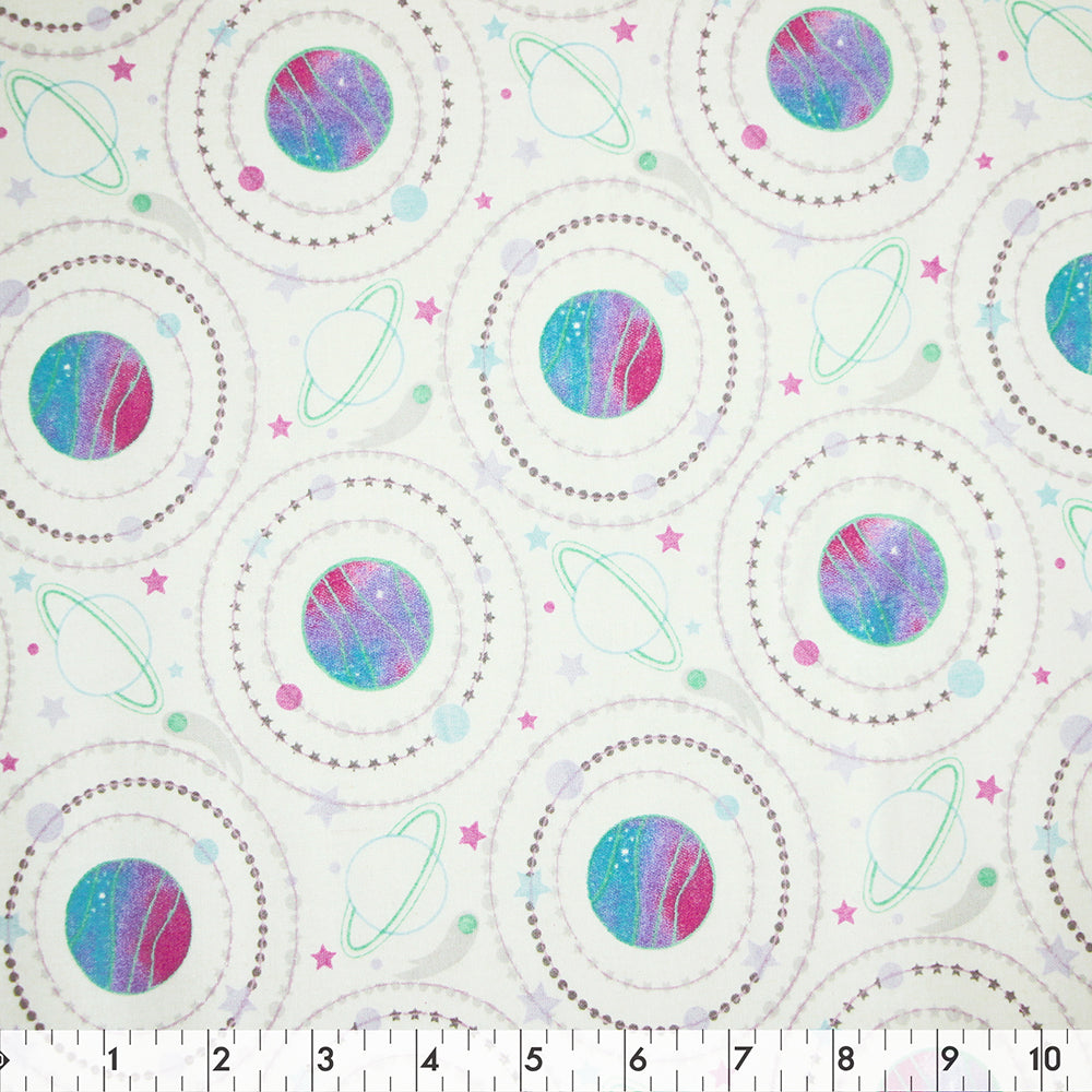 FABRIC CREATIONS 43" × 8 yd Cotton Fabric Bolt — White Celestial Galaxy