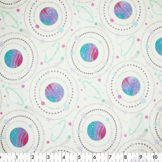 FABRIC CREATIONS 43" × 8 yd Cotton Fabric Bolt — White Celestial Galaxy