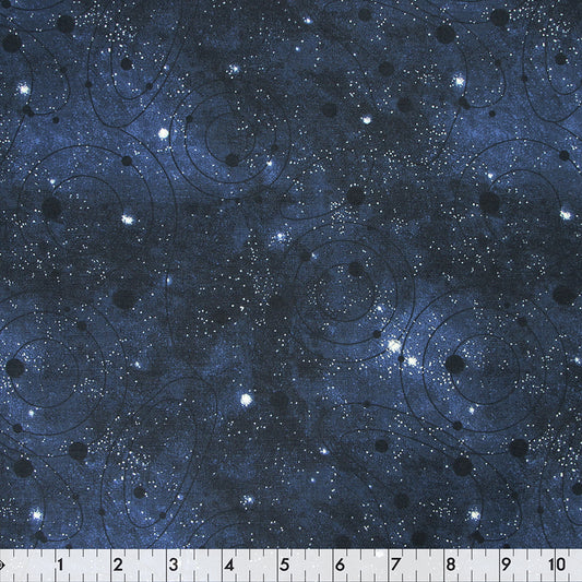 FABRIC CREATIONS 43" × 8 yd Cotton Fabric Bolt — Navy Celestial Galaxy