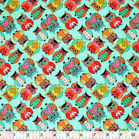 FABRIC CREATIONS 43" × 8 yd Cotton Fabric Bolt — Turquoise Fuzzy Beakman