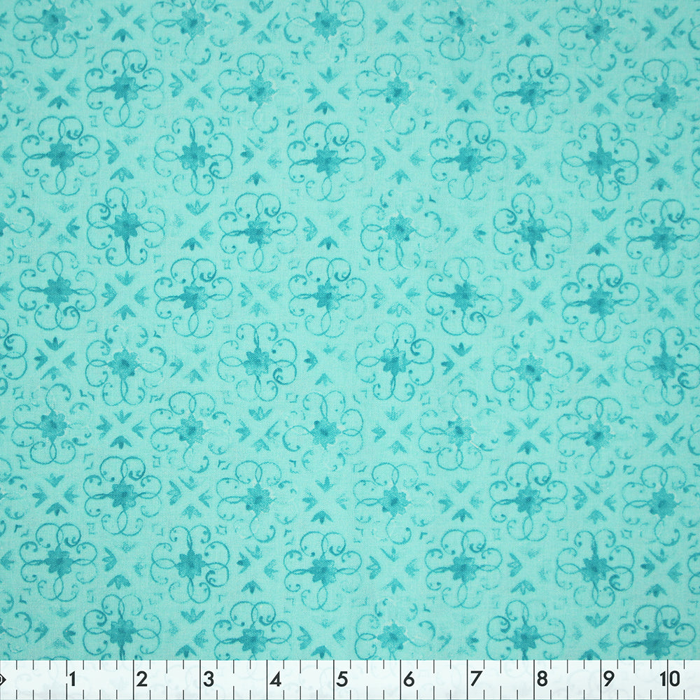 FABRIC CREATIONS 43" × 8 yd Cotton Fabric Bolt — Turquoise Karima